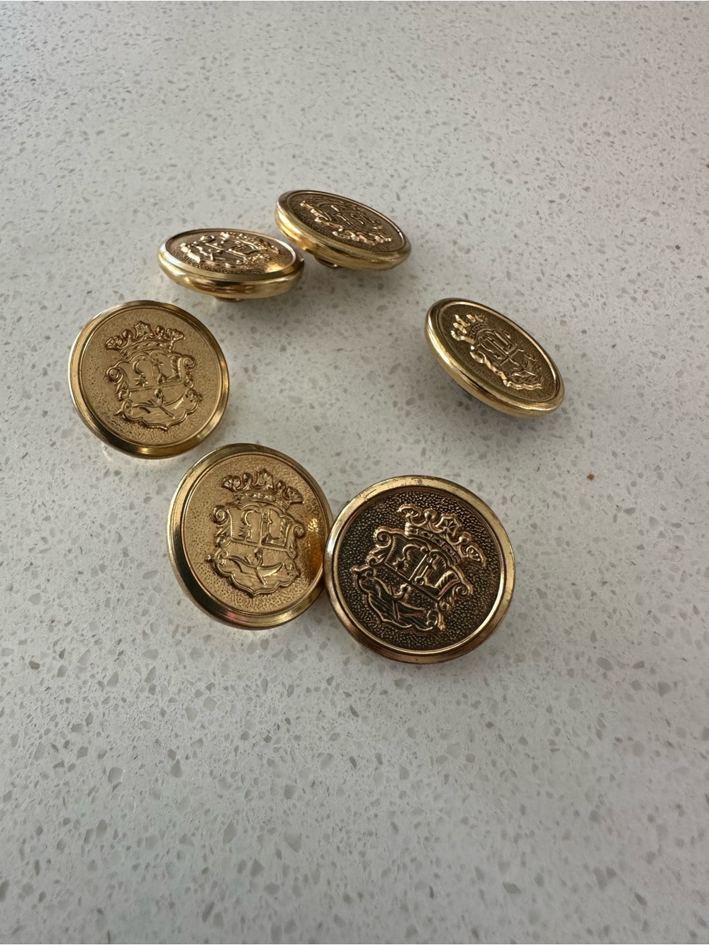Vintage Coat of Arms Buttons 6 pieces